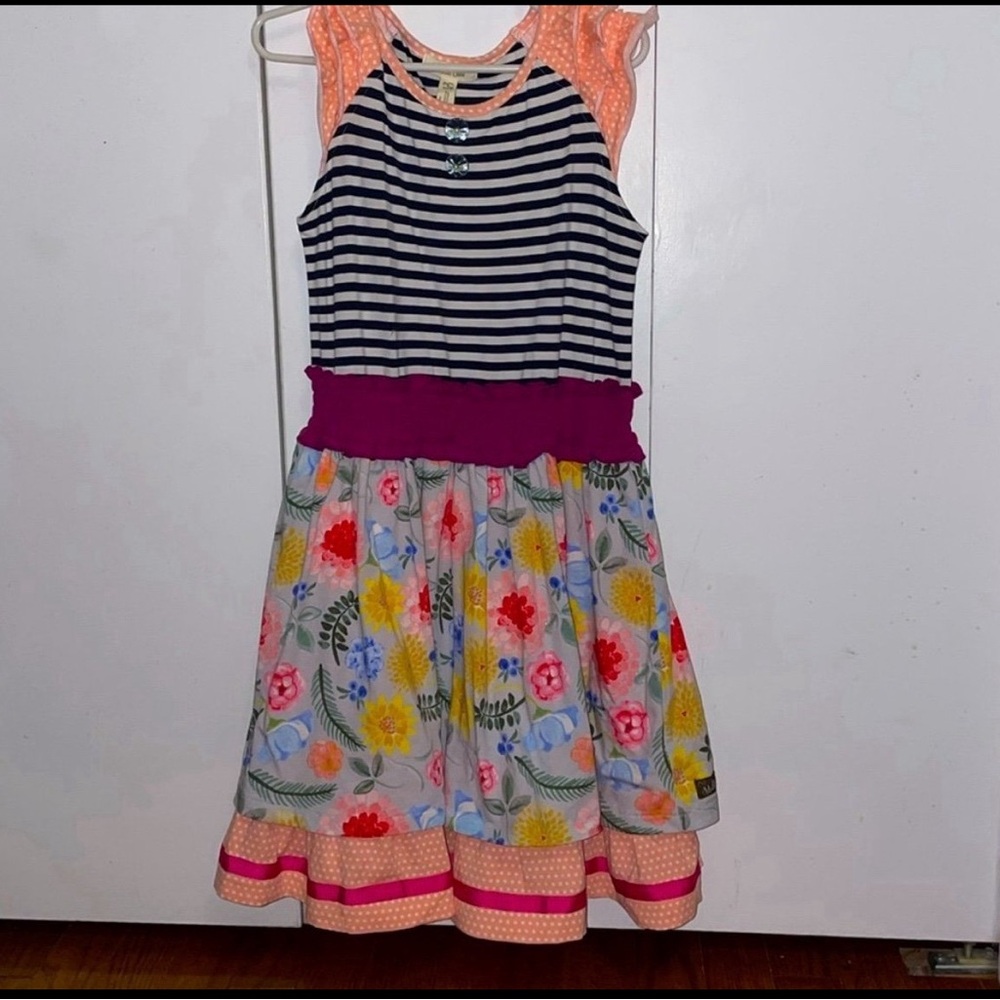Matilda Jane Colorful Striped and Floral Kids Dress size 8 years NWT